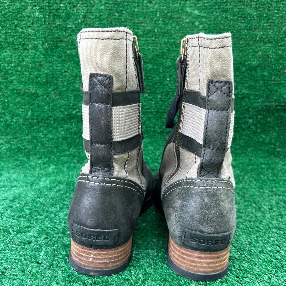Sorel Major Carly Leather Canvas Boots Black Grill NL2157-252 Womens 7.5 - Picture 4 of 8